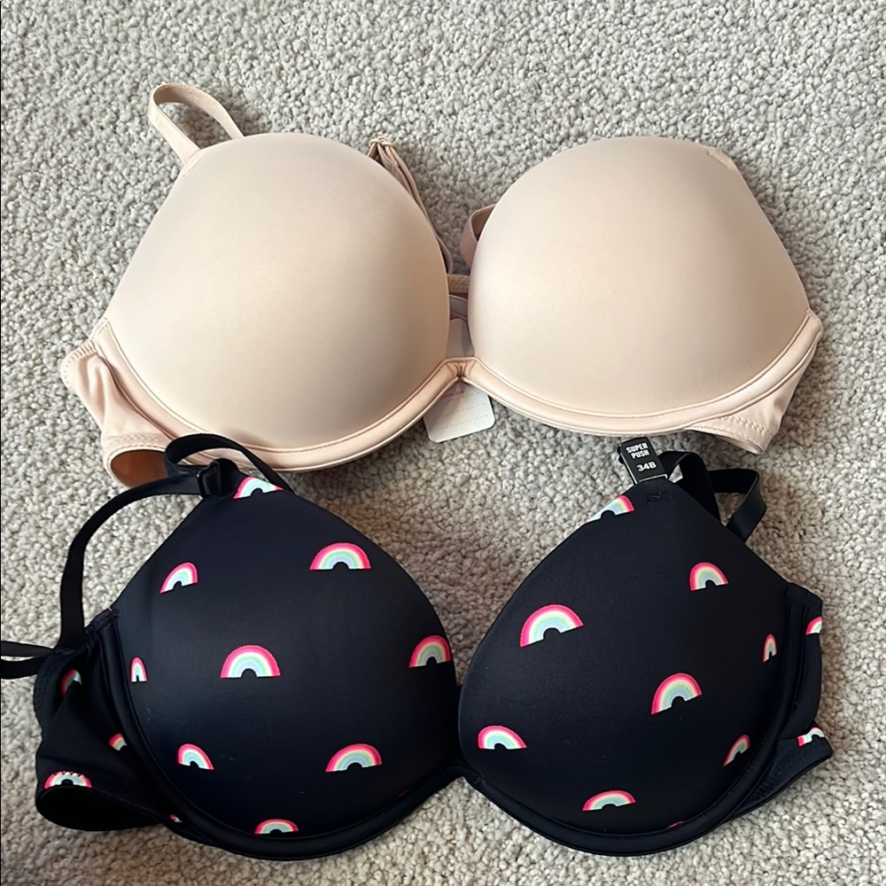 PINK Victoria's Secret Bra Set - Nude and Rainbow Print